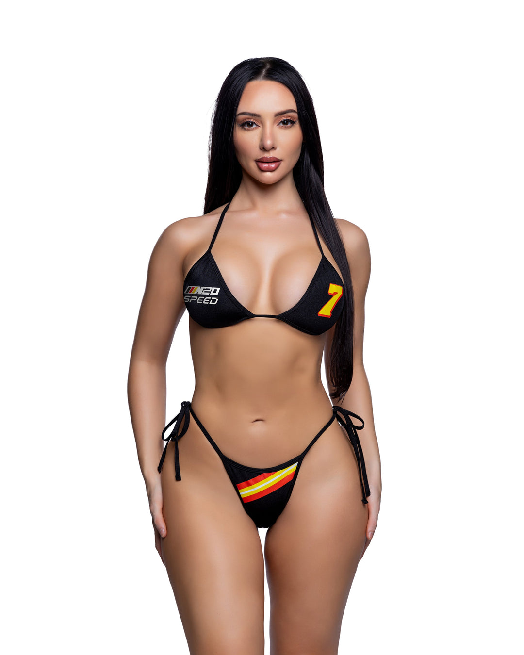 6804 - 2PC Racer Print Tie-Side Bikini Set