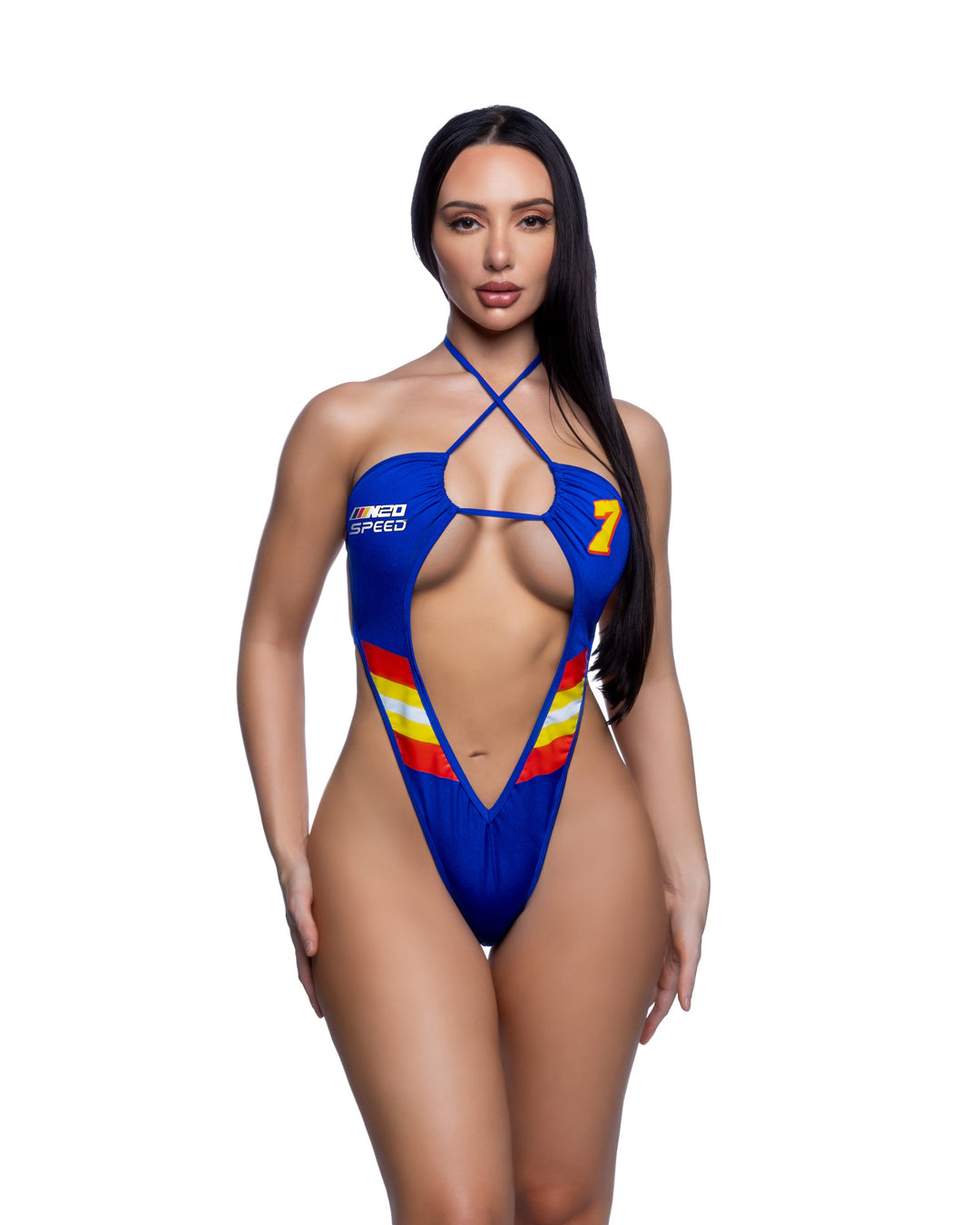 6806 - Racer Print Deep Plunge 1PC