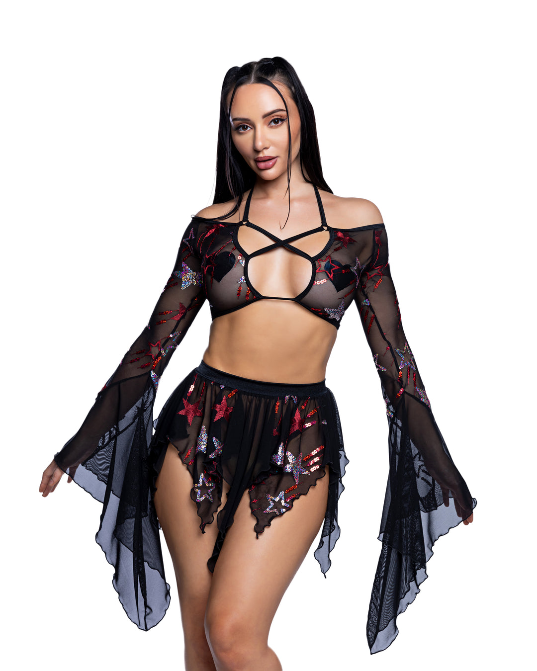 JR262 - Sequin Butterfly Top & Skirt Set