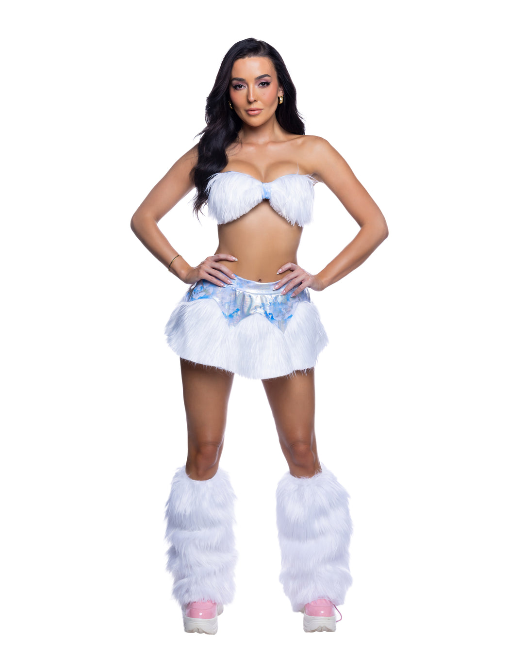 JR303 - Faux Fur Skirt & Bandeau Top
