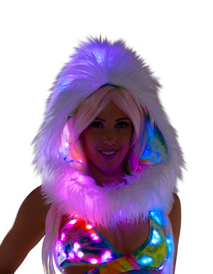 FF440 - Light-Up Faux Fur Infinity Hood with Printed Fabric Lining